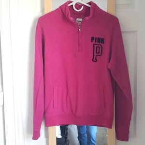 PINK Fusia Pink Quarter-zip with Pockets.